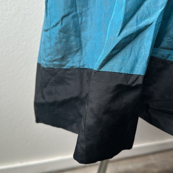 Kenzie Pretty dress Bohemian beaded neckline, teal black lined size large - Picture 3 of 12